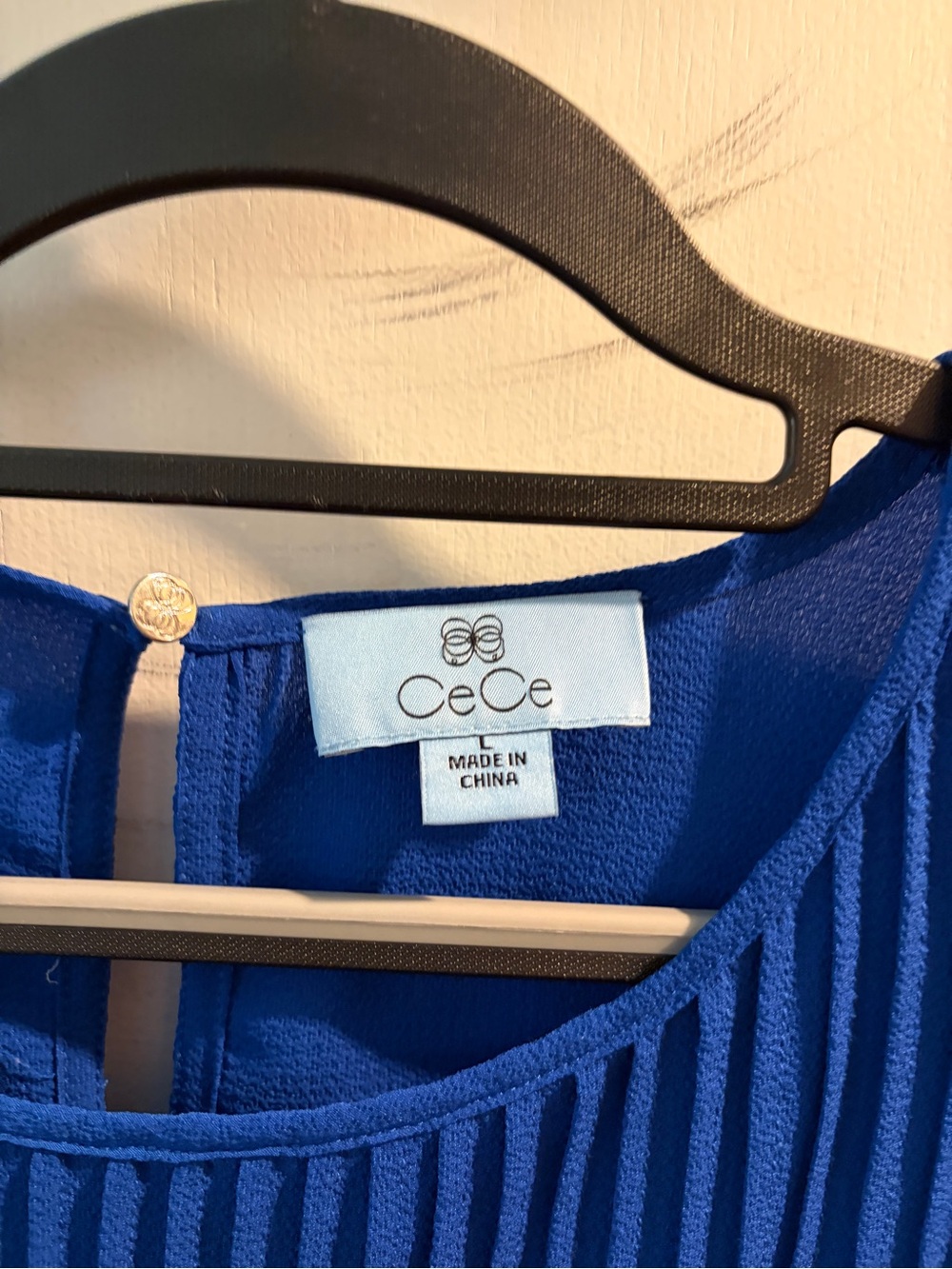 CeCe Royal Blue Pleated Peplum Short-Sleeve Top - Picture 5 of 5